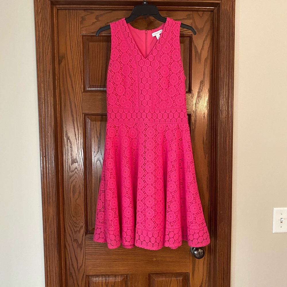Charter Club Vibrant Pink Lace Formal Dress